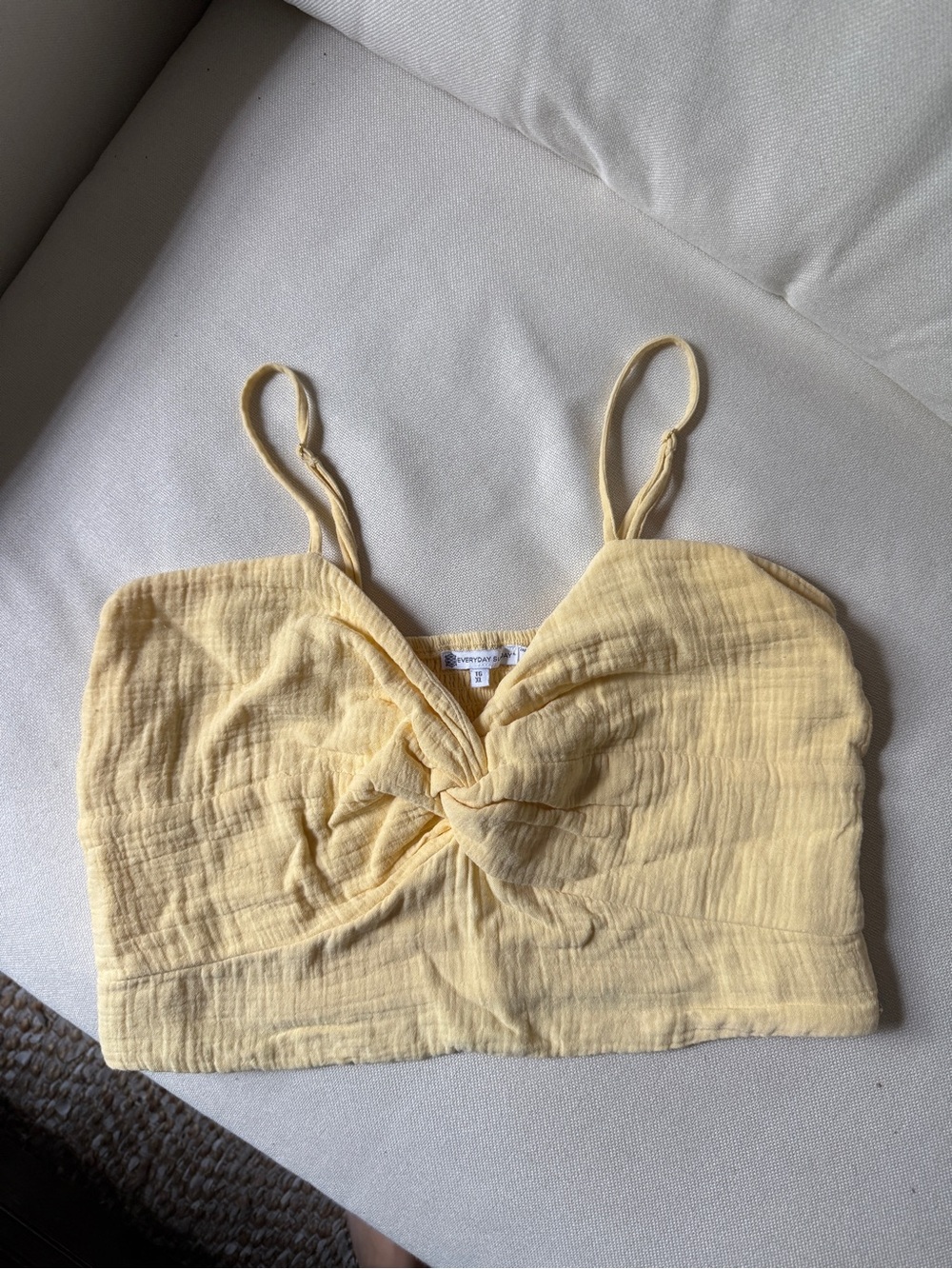 Yellow Twisted Front Crop Cami Top